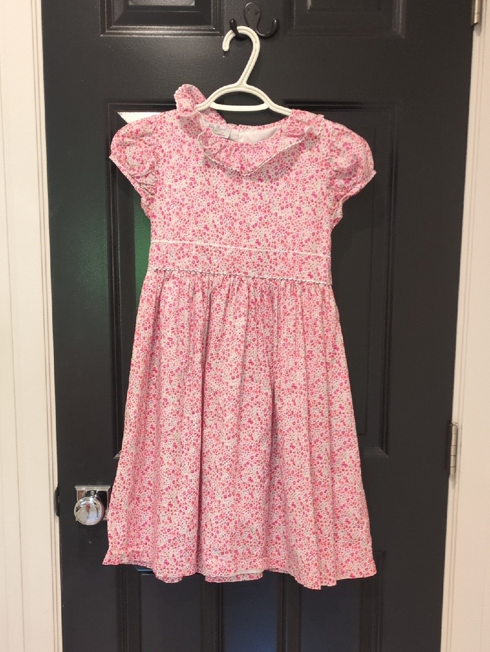 Lily Rose Pink Floral Ruffle-Collar Dress for Girls